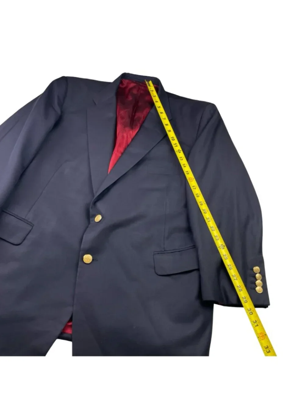 Holland & Sherry Men's Bespoke Custom Gold Buttons Blazer Navy Blue • 46R